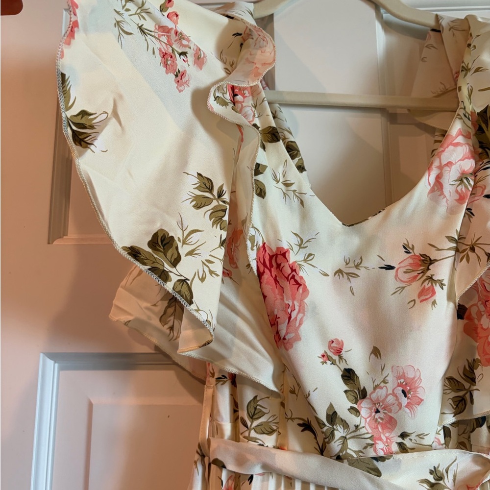 SHEIN Cream Dress with Pink Floral Print - Picture 5 of 7